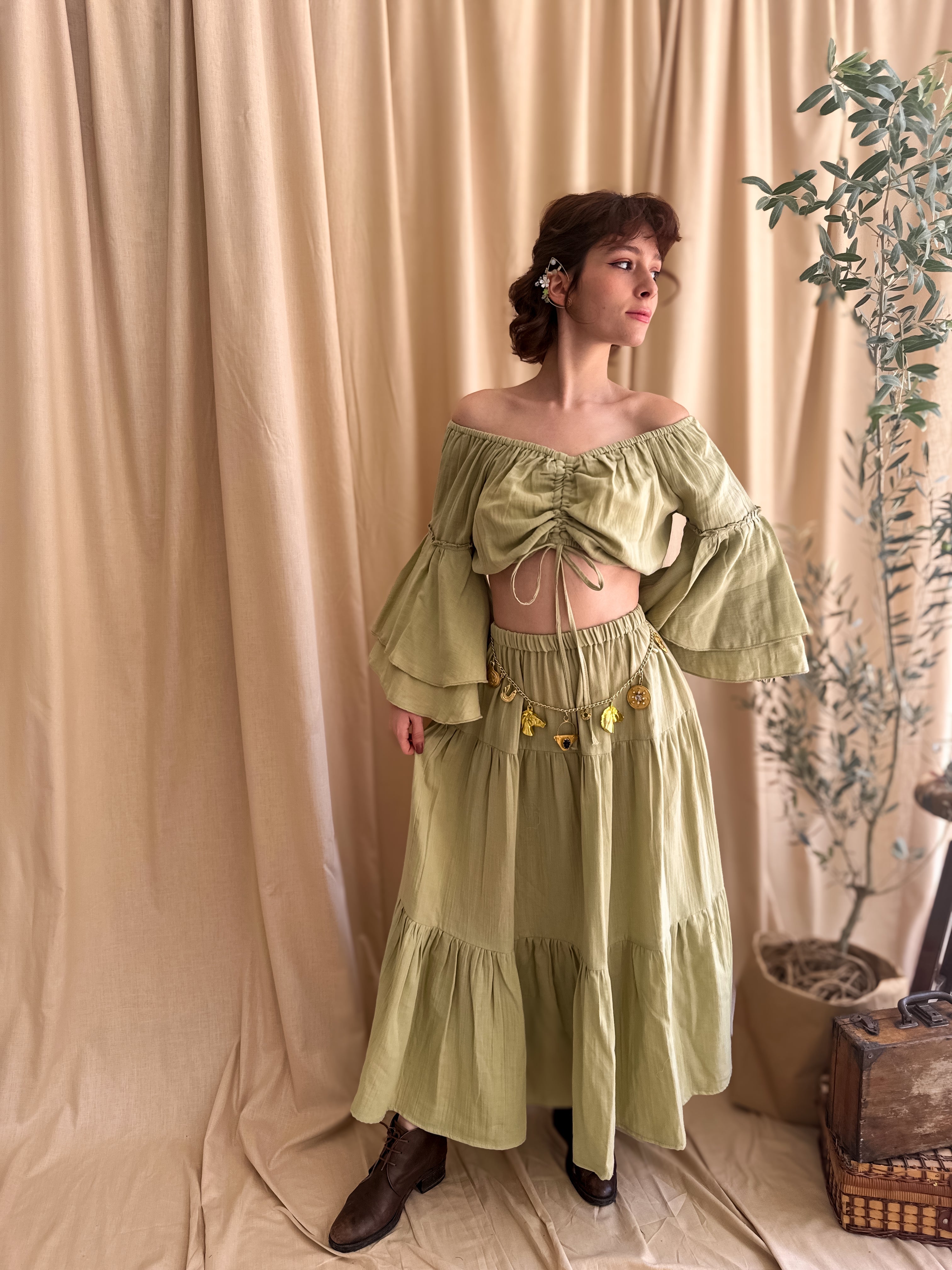 MÜSLİN BLUZ & ETEK TAKIMI