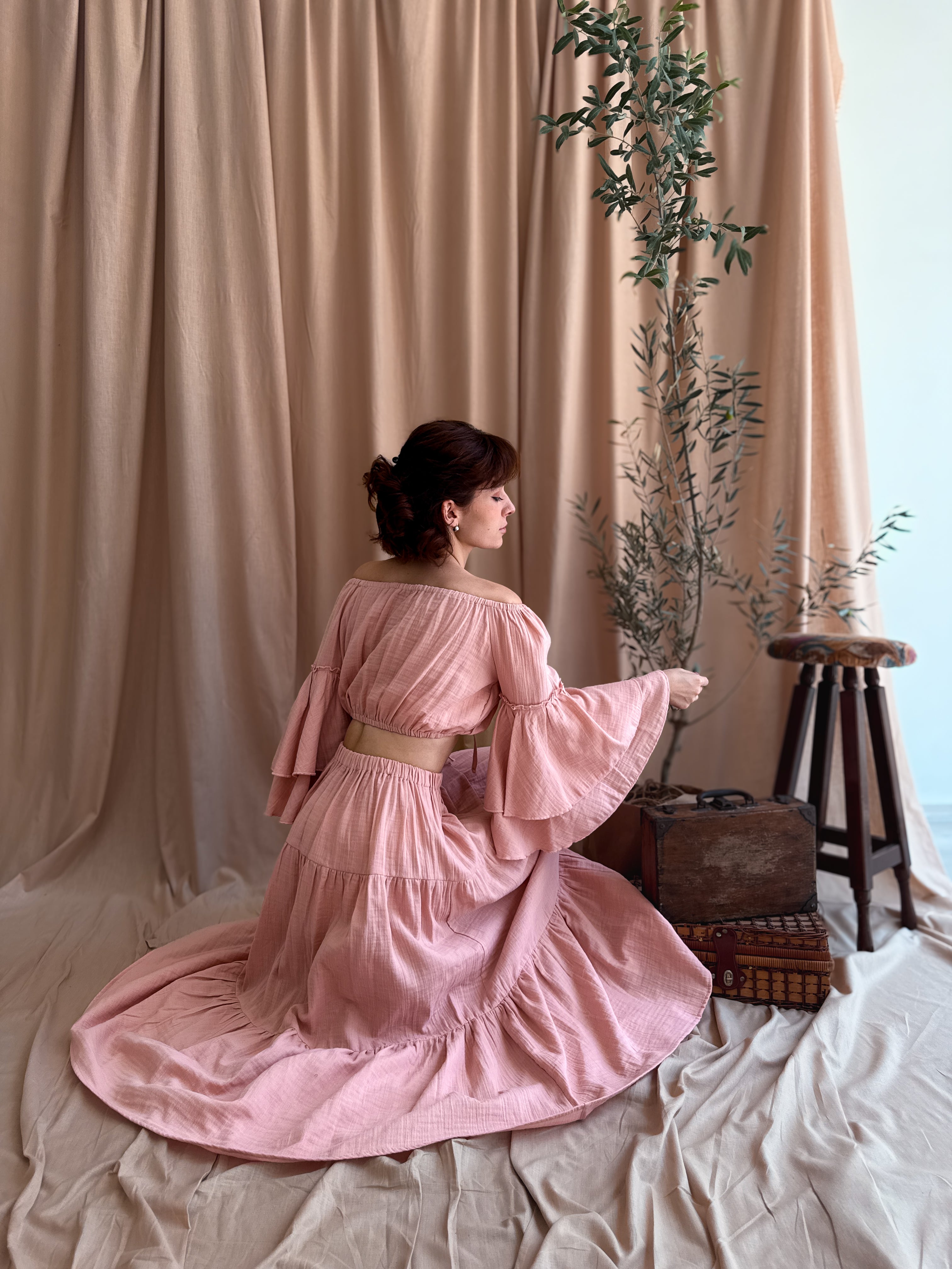 MÜSLİN BLUZ & ETEK TAKIMI