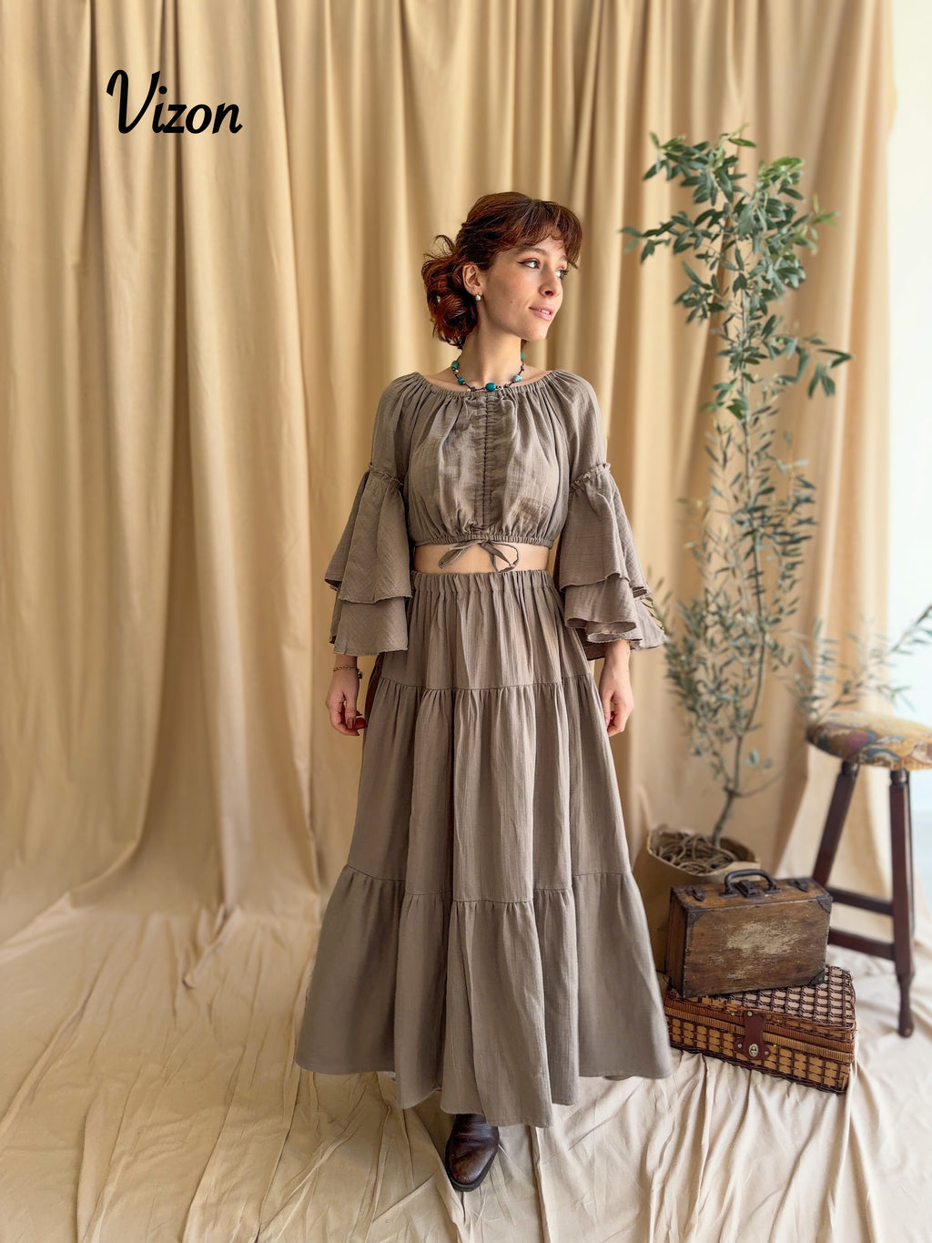 MÜSLİN BLUZ & ETEK TAKIMI