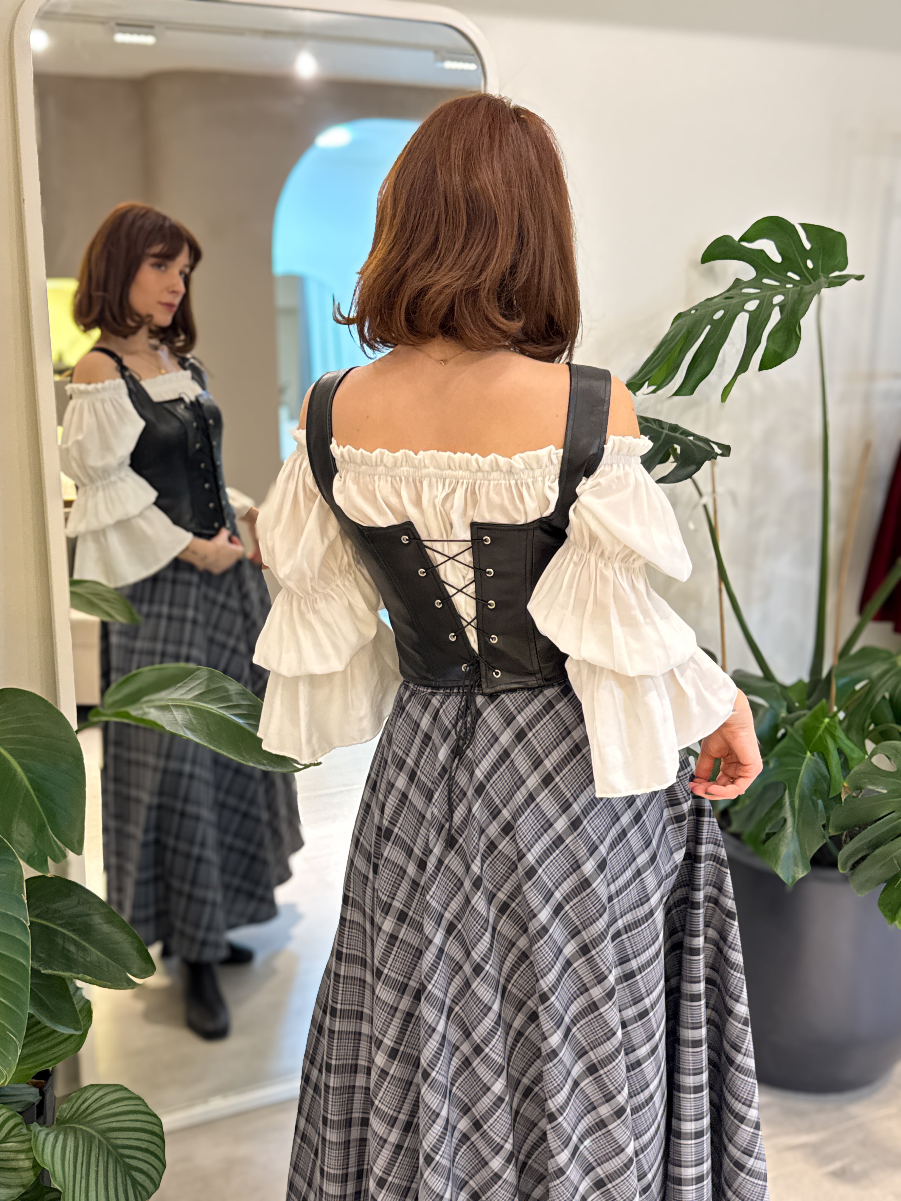 DERİ ÇİFT BAĞCIKLI KORSE - 4 RENK SEÇENEĞİ İLE