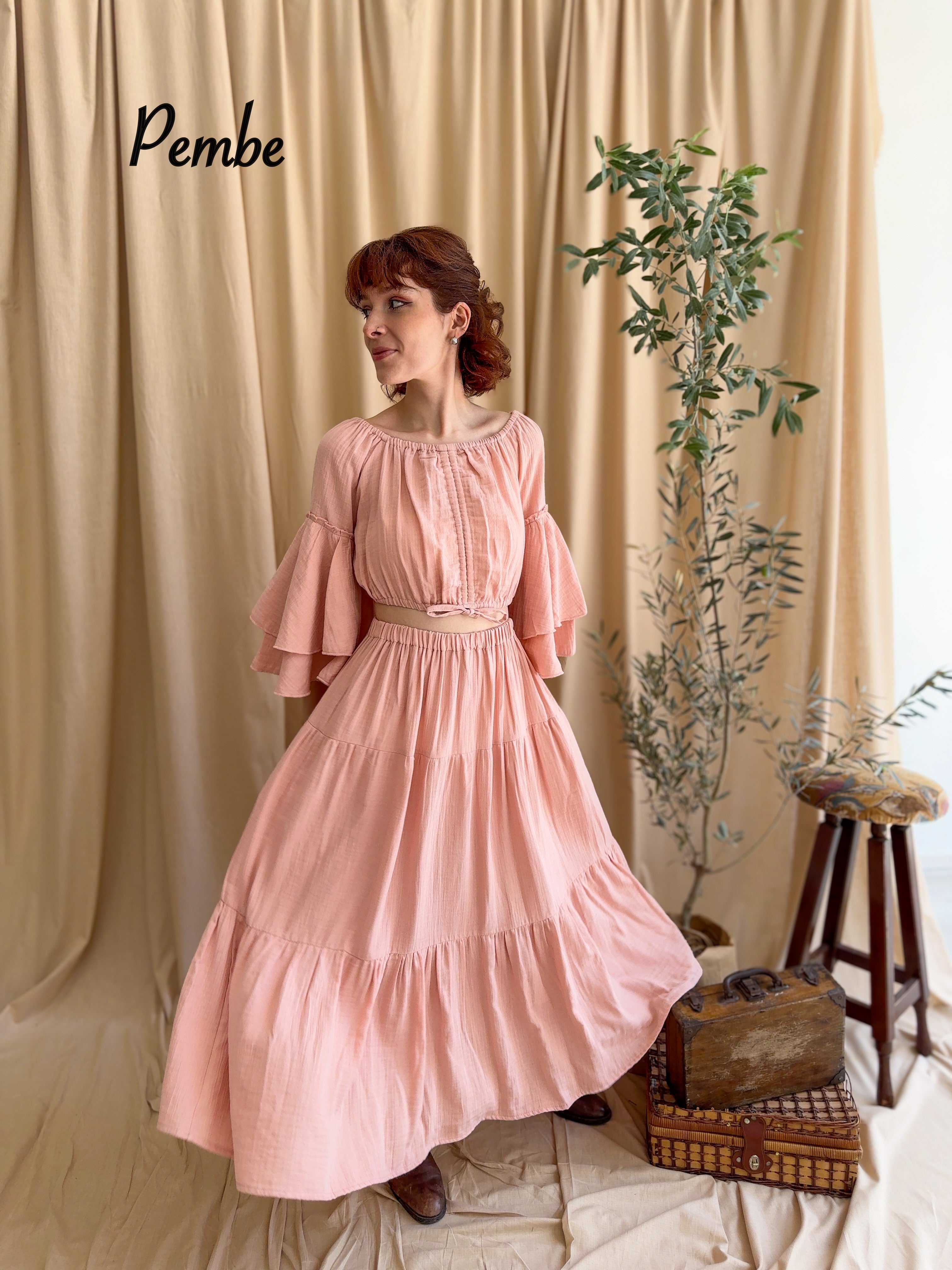 MÜSLİN BLUZ & ETEK TAKIMI