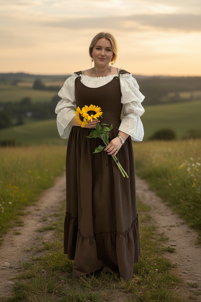 Kahverengi Korse Elbise