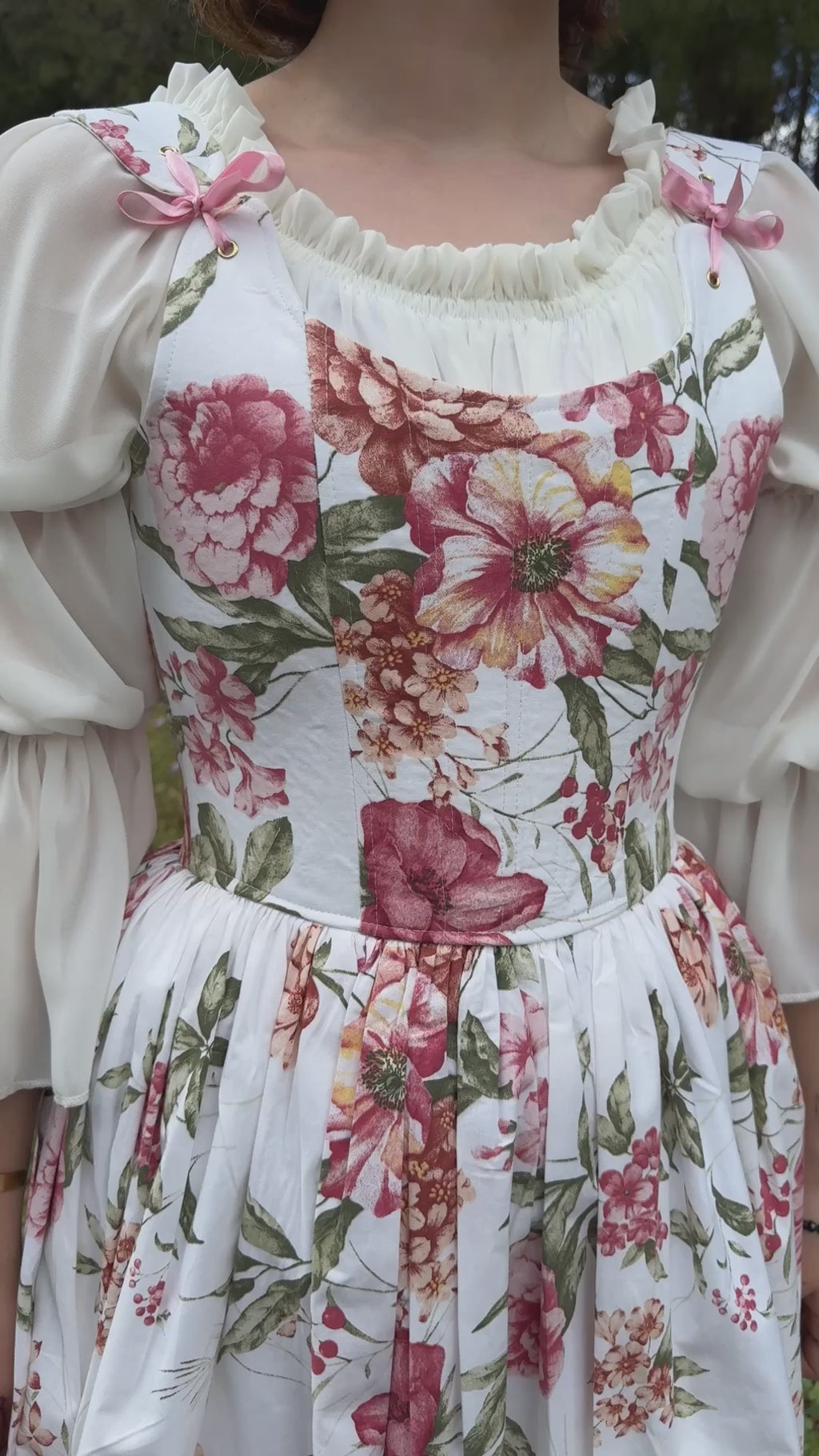 Çiçekli Poplin Korse Elbise