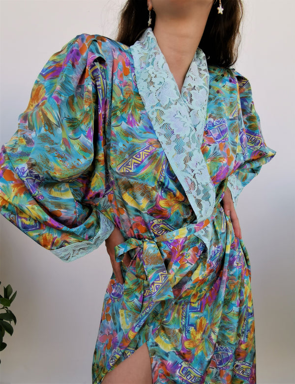 Soyut Desenli Vintage Kimono