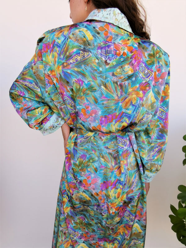 Soyut Desenli Vintage Kimono