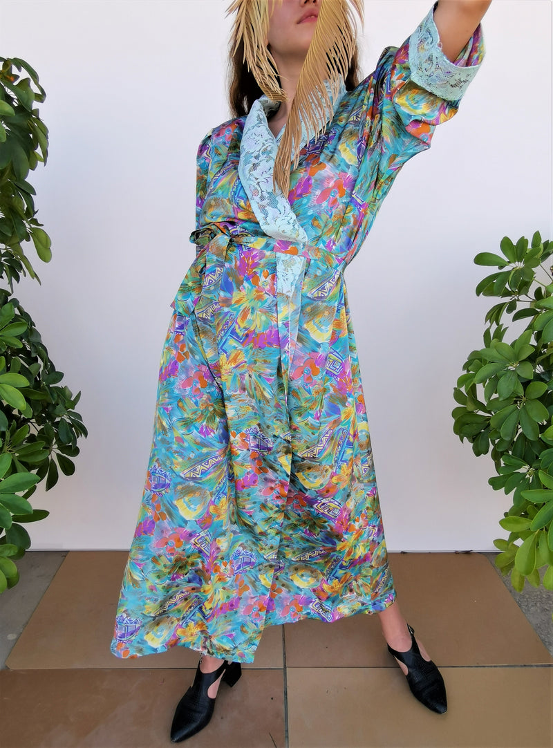 Soyut Desenli Vintage Kimono