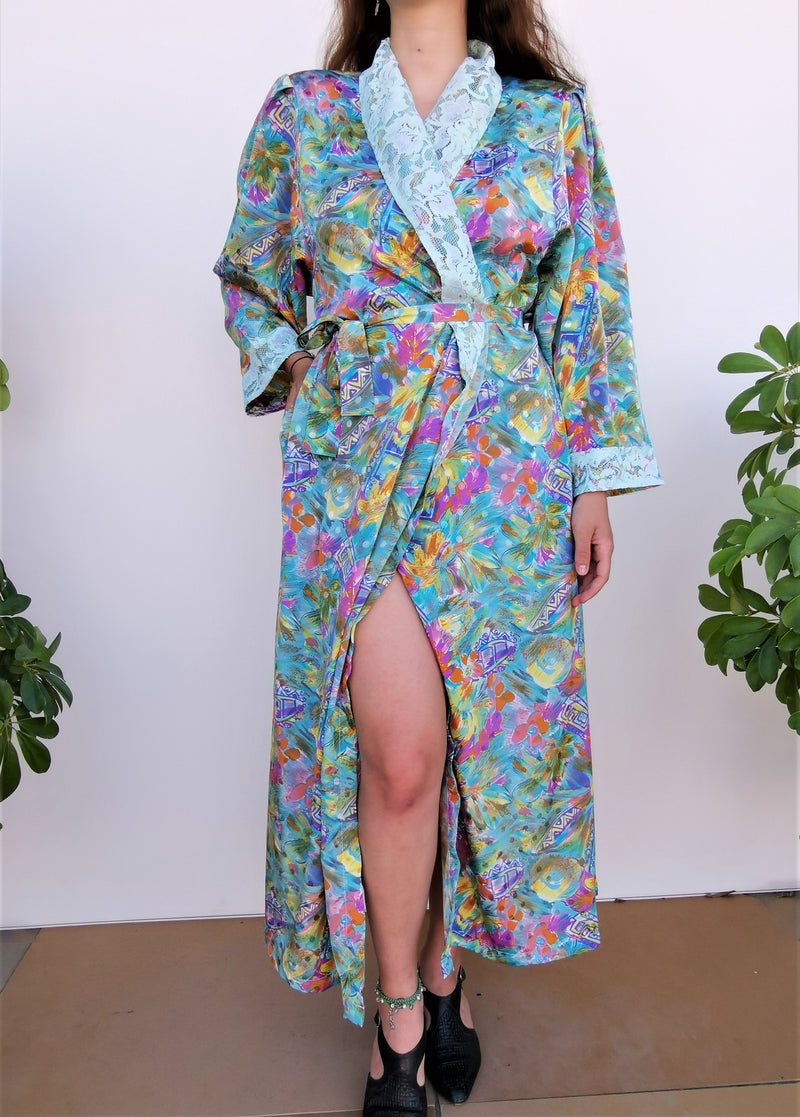 Soyut Desenli Vintage Kimono