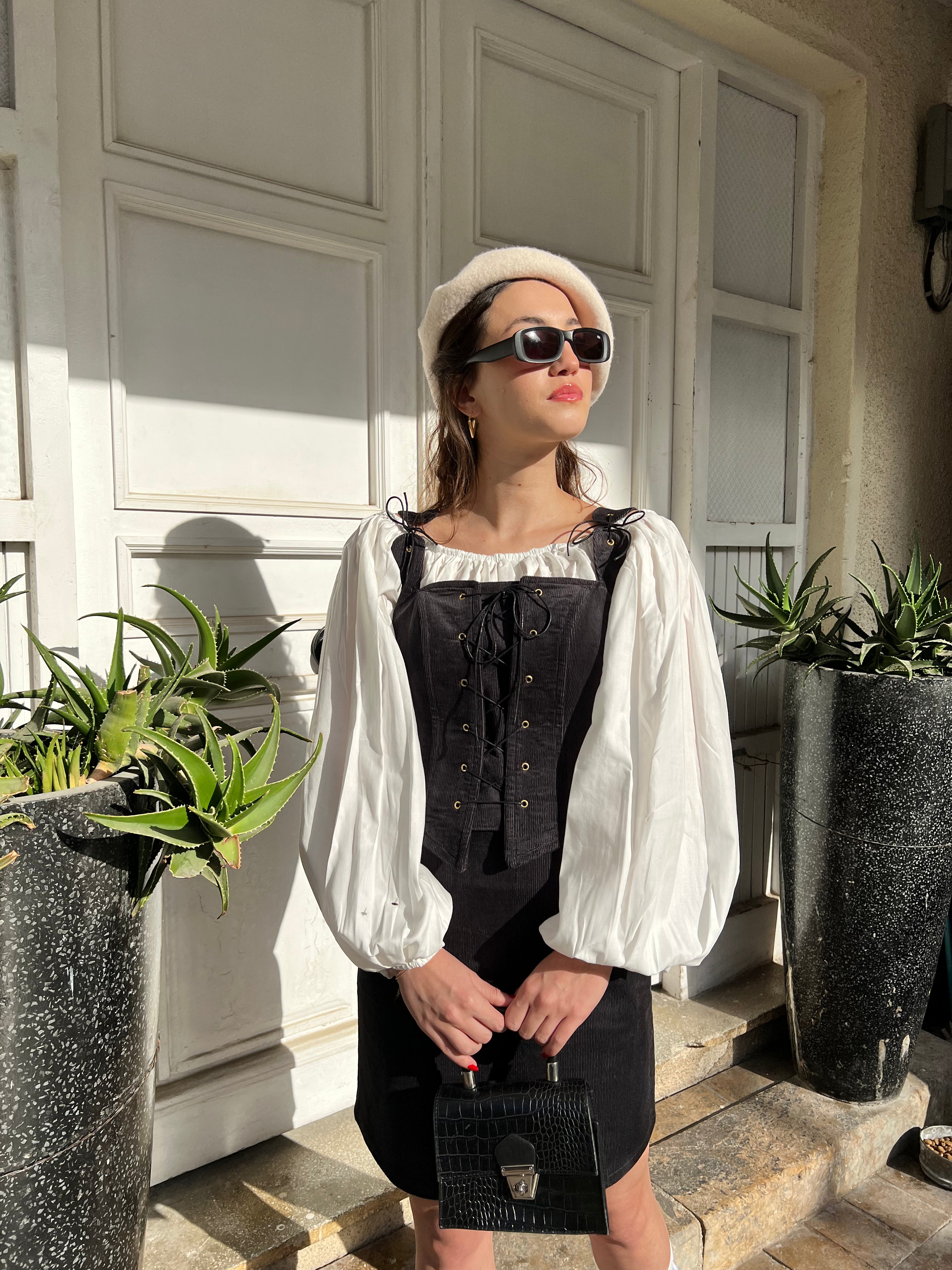 SİYAH KADİFE KORSE-ETEK SET